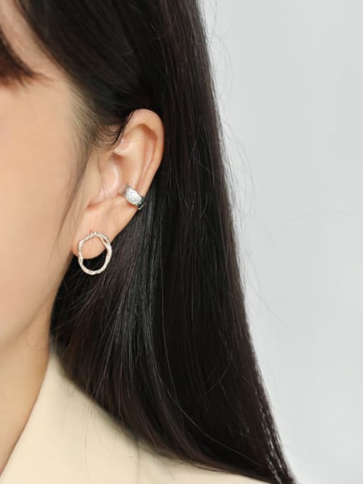 DAKA 925 Sterling Silver Irregular Minimalist Clip Earring[Single] 2